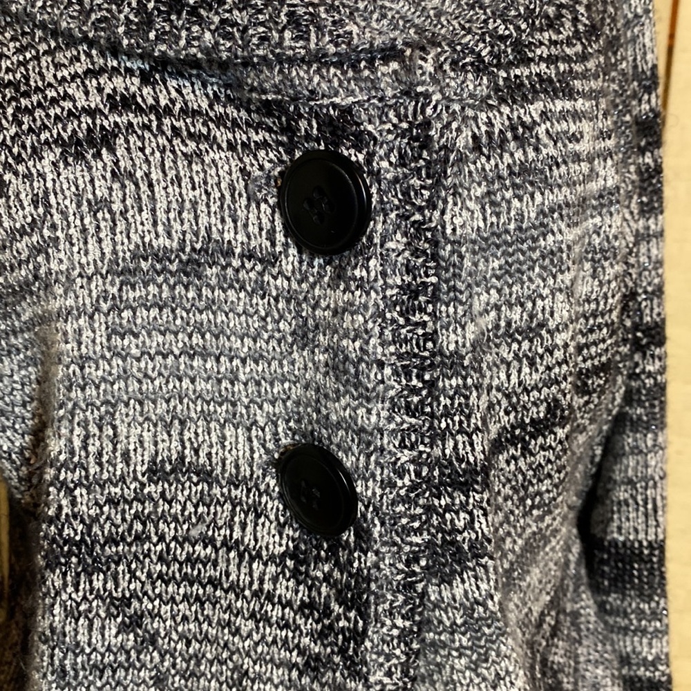 STYLE & CO XL CARDIGAN SWEATER BLACK WHITE W/ SILVER METALLIC THREAD Par… - Picture 3 of 13
